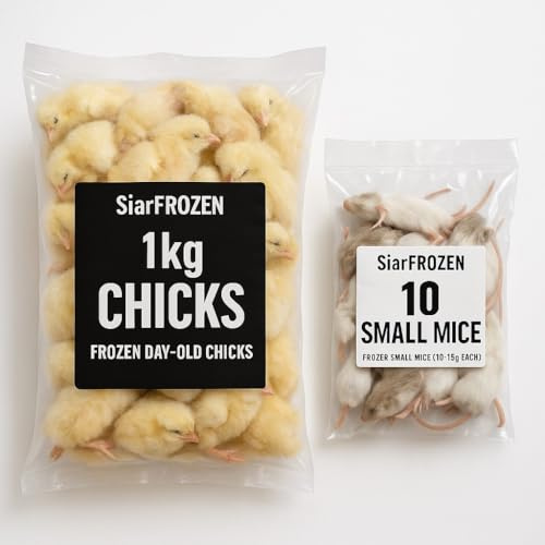 SiarFrozen Raw Feeding Bundle – 1kg Day-Old Chicks & 10 Small Mice (10–15g) – Natural Whole Prey for Dogs, Cats, Ferrets & Reptiles – High Protein, Grain Free Raw Treats