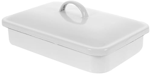 SAFIGLE Teglia da Forno Smaltata Rettangolare 24X16 CM Coperchio Vassoio Resistente al Calore per Cucina Multifunzionale e Ristorazione Piatto Smaltato per Torte Pancake e Crêpes