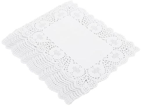 TOYANDONA 170 Centrini Rettangolari di Pizzo Bianco per Dessert, Tovagliette di Carta per Torte e Snack, Decorazioni per Feste, Matrimoni e Anniversari, Uso Monouso per Tavola Elegante