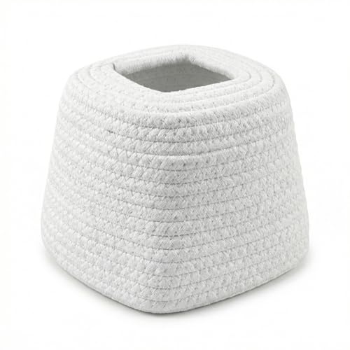 Boite Mouchoirs Carrée en Coton, Boite Mouchoirs Decorative, pour Salle de Bain, Salon, Chambre, Bureau, Jardin, Blanc