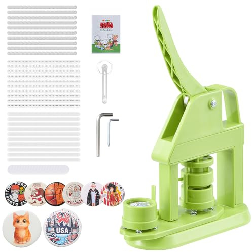 VEVOR Macchina per la Creazione di Spille 32 mm in Plastica, Pressa con 500 Componenti Libretto Magico Taglierina Circolare e Chiavi Esagonali, Impugnatura Ergonomica Rinforzata, per Regali Fai Da Te