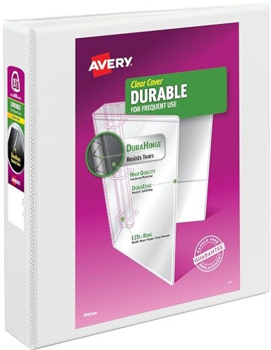Avery® Durable View 3 Ring Binder, 1.5 EZD® Rings, 1 White Binder