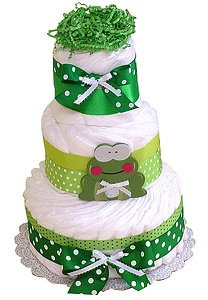 3 Tier Themed Diaper Cake - Frog Diaper Cake, New Baby Gift, Baby Shower Centerpiece, Mom to be Gift