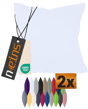 npluseins Doppelpack Baumwoll-Kissenbezüge - Moderne Wohndekoration in schlichtem Design 317.361, 80 x 80 cm, weiß