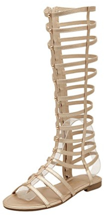 LvRao Gladiator Sandales romaines pour femme Bottes plates d'été Chaussures de plage, or, 39 EU