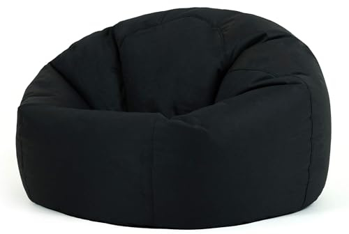 Bean Bag Bazaar Hi-Rest Kids Bean Bag Chair, Black, Indoor Outdoor Water-Resistant Fabric, Kids Chair with Filling Included, Garden, Outdoor Seating, Playroom, Bedroom