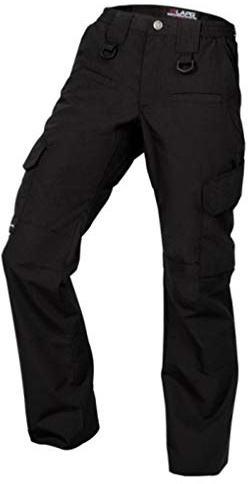 LA Police Gear LAPG Women's Uniform Tactical Pants, Elastic Waistband, Mid Rise, Relaxed Fit, Durable Work Training Cargo Pants for Women, Black, Size 10, Regular