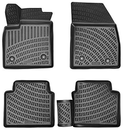 Rizline Passgenau 3D Fussmatten Auto Kompatibel mit Ford Kuga 2 2012-2019 Auto Zubehör 1. Und 2. Reihe Gummimatten Autos TPE Allwetter Geruchlos rutschfest Vorne und Hinten Schwarz