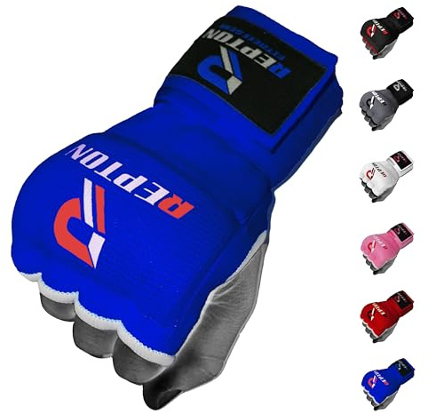 Fasce da boxe rapide da polso lunghe 100 cm, guanti interni per protezione delle mani, elastico e imbottito, per MMA, arti marziali, guanti da combattimento, per uomini, donne e bambini (blu, L/XL)