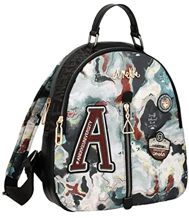 Anekke Damenrucksack, große Tasche, Reisetasche aus Kunstleder mit 2 Griffen, 3 Taschen, Doppelgriff, Kollektion Voice Nature Woods, Zubehör und Accessoires für Damen, 28 x 34 x 12 cm, bunt