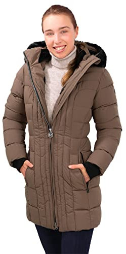 Knuffelwuff Damen Winterjacke Amsterdam Größe: L / 40 Brown - Warme atmungsaktive wasserabweisende Jacke für Wandern, Reisen, Gassi gehen