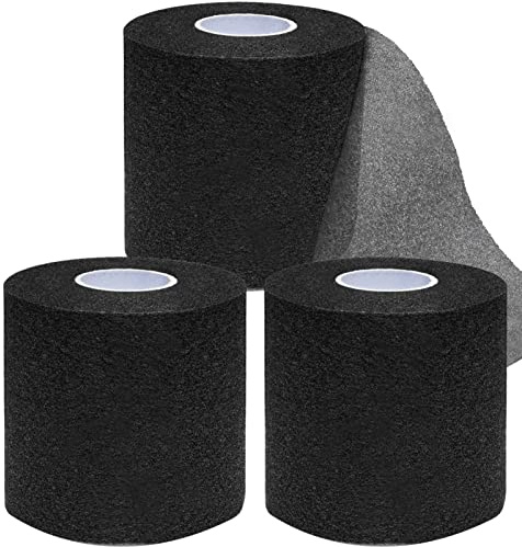 ADMITRY Pre Wrap Tape Athletic,3 Rolls X 22 Yards Black Prewrap,Headbands for Hair,Foam Underwrap Sports Wrap