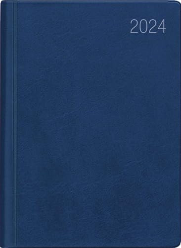 Taschenkalender blau 2024 - Büro-Kalender 8,3x10,7 - 1W/2S - flexibler Kunststoffeinband - 660-1015-1