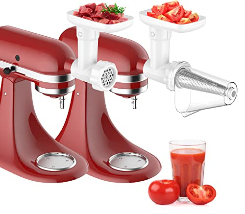 Fruit & Vegetable Strainer Attachment Set for KitchenAid Stand Mixer, Includes Food Grinder Attachment with Sausage Stuffer Tubes and Juicer Auger, Meat Grinder Attachment for KitchenAid by InnoMoon