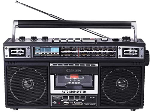 DPDZSW Boombox a Cassette, Registratore per Lettore di Cassette Radio, Portatile Radio AM/FM, Streaming Wireless, Slot USB/SD, Jack per Cuffie, Stereo retrò, Lettore Bluetooth
