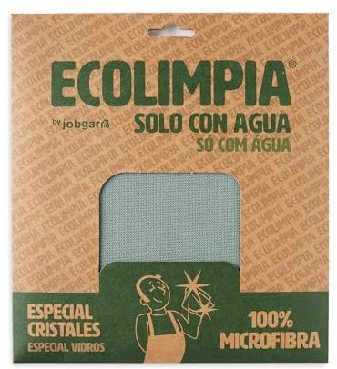Ecolimpia - Panno in microfibra per vetri | Pulizia solo con acqua | Made in Spagna | Certificate OEKOTEX e FSC | Riutilizzabili ed ecologiche | Senza Tracce e pelucchi (verde)