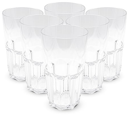 DOJA Barcelona | Bicchieri Plastica Dura | 50cl | 6 pz | Bicchiere Trasparente | 154x87x1,8mm | Bicchieri Rigidi Plastica Dura Policarbonato | Bicchieri di Plastica Dura Riutilizzabili | Acqua