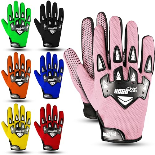 SAGA SPORTS Gant Moto Enfant – Gants Moto Enfants & Gant Moto Cross Enfant avec Protection Ultime – Gants BMX Enfants pour Jeunes Champions