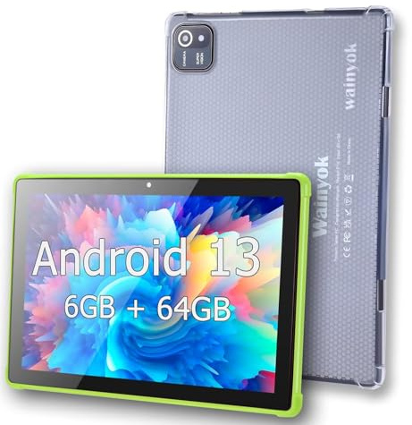 Wainyok Tableta para niños, 6 GB + 64 GB, 1 TB ampliable, Octa-Core, cámara dual, pantalla IPS de 10.1 pulgadas, 1280 x 800, batería de 5000 mAh, juegos educativos, control parental, Android Tab para