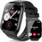 Smartwatch Damen Herren, 1,85Zoll HD Touchscreen Smart Watch mit Bluetooth Anrufe, 112 Sportmodi Fitnessuhr, Herzfrequenzmonitor Schlafmonitor Schrittzähler, IP68 Wasserdicht für iOS Android, Schwarz