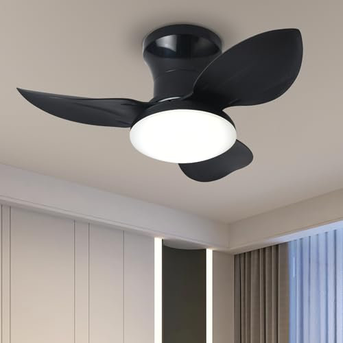 EKDADL Silencieux Ventilateur Plafond avec Lumiere et Telecommande 6 Vitesses Ventilateurs de Plafond Diamètre 65CM con 3 Pale Réversibles Moteur DC 30W Intelligent Plafonnier Ventilateur de Plafond