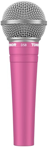TONOR Cardioid Dynamic Vocal Microphone, Wired Vocal Mic with Integral Pop Filter and Spherical Mesh Grating, Handheld Mic with Noise Reduction, 6.35mm XLR Output, Singing, Stage, D58 Pink