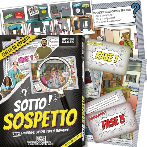 Hidden Games – Sotto! Sospetto – Italiano – Gioco investigativo realistico ed emozionante, tipo Escape Room da tavolo gioco detective, casi da risolvere