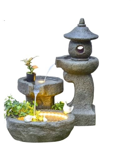 guiling-1986 Fuente de Jardín Decoración Interior del Patio Chino, Fuente de Agua de rocalla, Estanque de Peces, decoración del Faro del Aerosol del Paisaje del jardín al Aire Libre Fuente Exterior