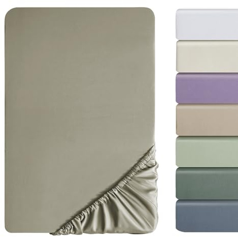 SOULFUL Satin Spannbettlaken 140x200cm Baumwolle, 100% Langstapelige Baumwolle Bettlaken Spannbettlaken bis 25cm Matratzenhöhe für Allergiker Geeignet, Oeko-Tex Zertifiziert-MistSage