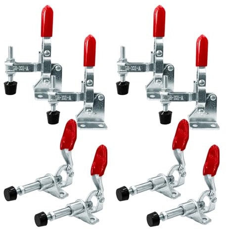 8Pcs Toggle Clamp, Hold Down & Push Pull Action Toggle Clamps Woodworking Hand Tool 200Lb 110Lbs Holding Capacity Quick Release Toggle Clamps for Doors, Cabinets, Tool Boxes