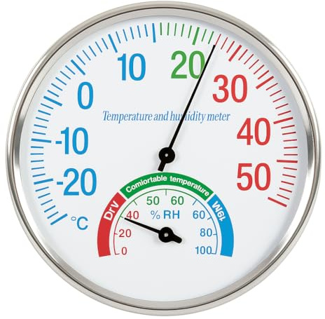 Luftfeuchtigkeitsmesser & Raumthermometer Innen – Analog Hygrometer 13 cm ohne Batterie | Präzises Thermo-Hygrometer zur Temperatur- & Luftfeuchtigkeitsmessung für Wohnzimmer, Büro & Zuhause