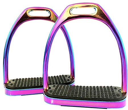 EXTREME Estribo de seguridad – Quick Release – Arco iris – Aluminio – Antideslizante – 10 cm (4) – para adultos jinetes