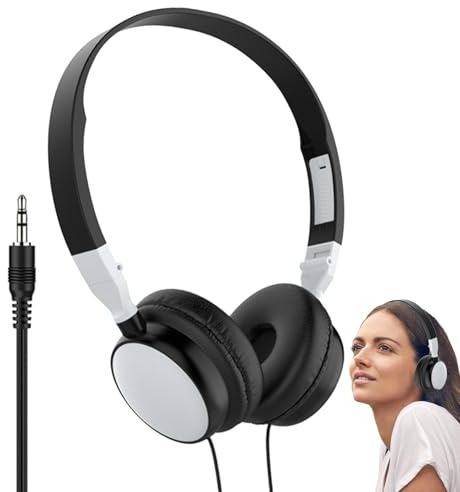 Whrcy Cuffie sovrauricolari per computer, pieghevoli, con cancellazione del rumore, per telefoni cellulari e tablet