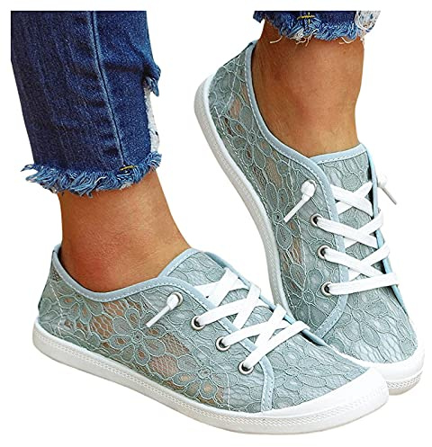 Dirndl - Scarpe da donna per costume tradizionale Dirndl, in pizzo, per costume tradizionale Dirndl, traspiranti, per Oktoberfest, colore blu 41
