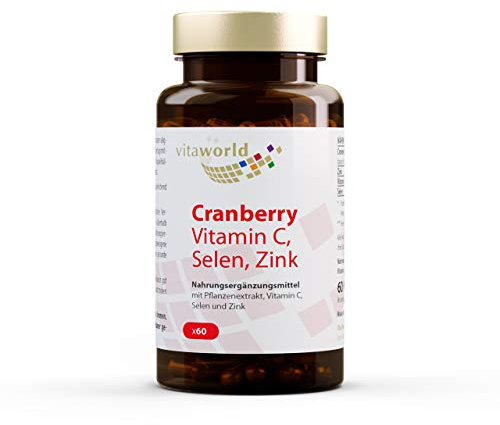 3er Pack Vita World Cranberry Extrakt 400mg + Vitamin C Selen Zink 3 x 60 Vegi Kapseln Apotheker-Herstellung