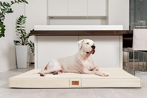 tierlando® Oscar VISCO Orthopädische Hundematte Matratze Kunstleder Hundebett: Größe OS4 100cm | Farbe: LL-05 Creme