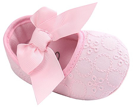 LACOFIA Scarpe da Battesimo neonata per Principessa Bowknot con Suola Morbida Antiscivolo Ballerine Bambina Rosa 0-3 Mesi