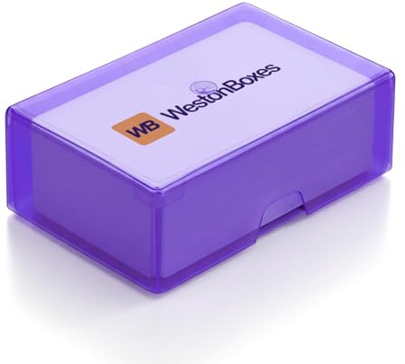WestonBoxes 35mm Business Card Storage Box, Holds 125 Cards, Purple