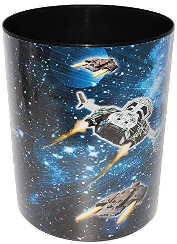 alles-meine.de GmbH Papierkorb/Behälter - Weltraum - Space - Raumschiff - aus Kunststoff - Mülleimer/Eimer - Aufbewahrungsbox für Kinder - Jungen - Abfalleimer - Rakete A..