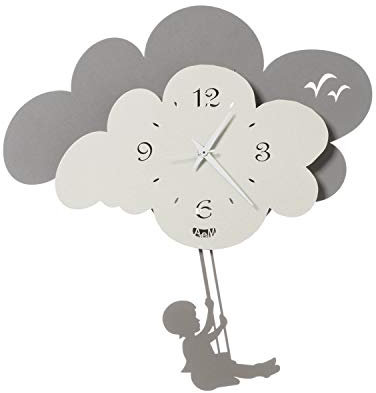 Arti & Mestieri Nuvola - Orologio da Parete con Pendolo di Design 100% Made in Italy - in Ferro, 35 x 35 cm - Avorio e Fango