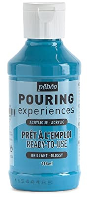 PEBEO Pouring Experiences-Ready-to-Use Premixed Acrylic Paint-Ideal for Fluid Art, Turquoise Blue, 118 ml