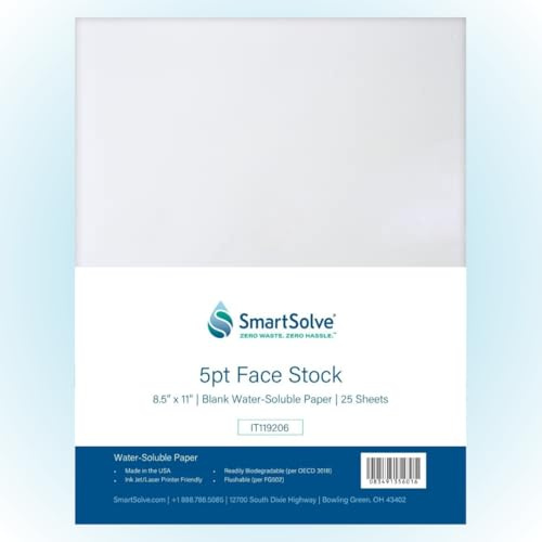 SmartSolve – IT119206 5pt vattenlösligt kort, 21,5 cm x 28,9 cm, vit (förpackning med 25)