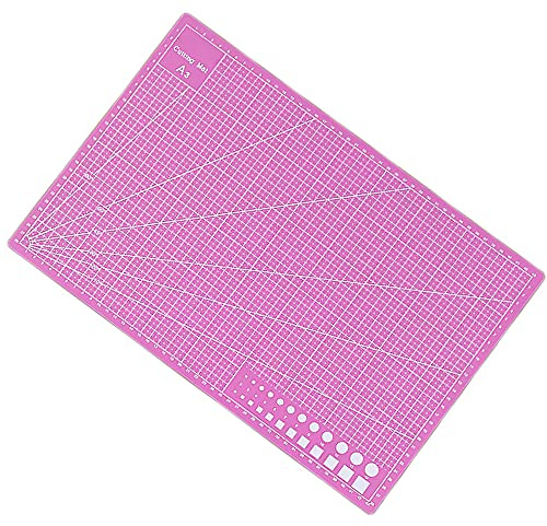 Self Healing PVC Cutting Mat, Gridded Rotary Cutting Board, Sturdy Craft Cutting Mat, Double Sided, A3, Pink