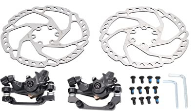 BuyWeek Fahrrad Scheibenbremse Set, Aluminiumlegierung 160mm Rotoren Vorne Hinten Bremssättel Scheibenbremsen Set für Fahrräder