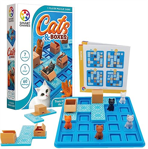 SmartGames - Cats & Boxes, Puzzle Game with 60 Challenges, 7+ Years, SG450
