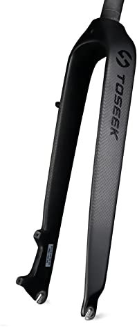 Finoti Fahrradgabel Matt 3K Kohlefaser Mountainbike Gabel 1-1/8 starre Scheibenbremse MTB Fahrradgabeln 26/27,5/29er gerades Rohr 28,6 mm Federgabel (Color : Black 29er)