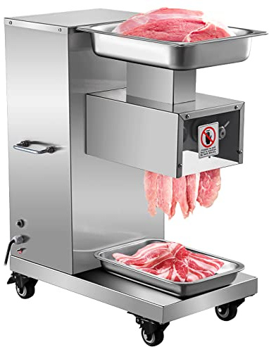 VEVOR 110V Commercial Meat Cutter Machine 1100LB/H Electric Meat Cutting Machine 750W Commercial Meat Slicer 3mm Blade Restaurant Food Slicer Stainless Steel For Kitchen Restaurant Supermarket