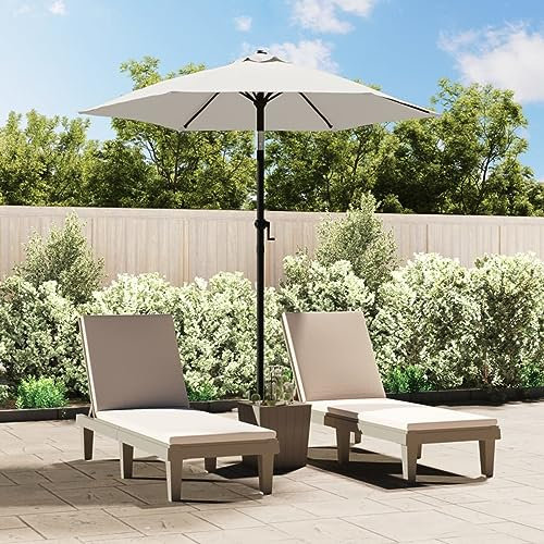 Mengtu Sonnenschirm Gartenschirm Tischschirm Marktschirm Kurbelschirm Balkonsonnenschirm Terrassenschirm Schirm Balkon Terrasse Garten Sandweiß 200 x 224 cm Aluminium Garten Möbel