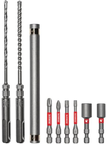 Diablo Rebar Demon Concrete Anchor Drive Installation Set with Magnetic Drive Sleeve - Ideal for Corded and Cordless SDS-Plus Rotary Hammers - 9 Pieces - DMAPL9910-S9