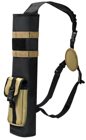 MiOYOOW Carcaj de Tiro con Arco, Bolso de Hombro de Flechas Ajustable, Carcaj Muy Táctico con Bolsillos, Puerta de Flechas para la Práctica de Caza